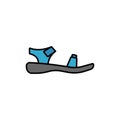 Sandals shoe vector icon. color flat sign for mobile concept and web design. Rubber slippers glyph icon. Symbol, logo illustration