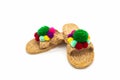 Sandals shoes handicraft made by water hyacinth on white background