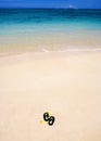 Sandals on the shore Royalty Free Stock Photo