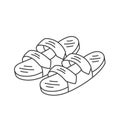 Sandals or slippers shoe. Line icon. Editable stroke.