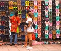 Sandals street shop at jatujak street market in bangkok thailand Royalty Free Stock Photo