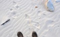 Sandals and White Sand Beach Royalty Free Stock Photo