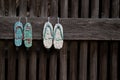 Sandals (zori) on a temple wall Royalty Free Stock Photo