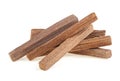 Sandalwood sticks isolated on white background. Chandan. Pile of sandalwoods