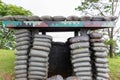 Sandbag Bunker with roof and hole to observe of the military.