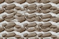 Sandbag covered with snow, barricade storm protection home background base military design