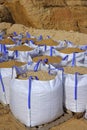 Sandbag white big bag sand sacks quarry Royalty Free Stock Photo