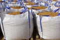 Sandbag white big bag sand sacks quarry Royalty Free Stock Photo