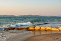 Sandbags as protection against erosion on the sandy beach of Kos Royalty Free Stock Photo