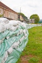 Sandbags for flood defense Royalty Free Stock Photo