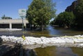 Sandbags Holding Back Flooding River