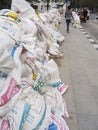 A sandbags at sidewalk - Thailand conflict