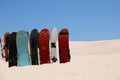 Sandboards and dunes Royalty Free Stock Photo