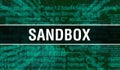 Sandbox with Digital java code text. Sandbox and Computer software coding vector concept. Programming coding script java, digital Royalty Free Stock Photo