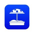 Sandbox with dotted umbrella icon digital blue