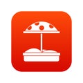 Sandbox with dotted umbrella icon digital red