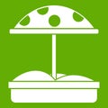 Sandbox with dotted umbrella icon green