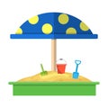 Sandbox with red dotted umbrella icon