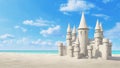 Sandcastle beach on bright sky. 3d rendering