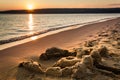 Sandcastle Sunset at Lake Superior Royalty Free Stock Photo