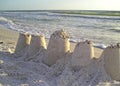 Sandcastles on beach Royalty Free Stock Photo