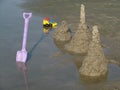 Sandcastles on a beach Royalty Free Stock Photo