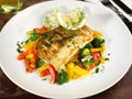 Sander Fillet with Vegetables - Pikeperch Royalty Free Stock Photo