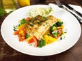 Sander Fillet with Vegetables - Pikeperch Royalty Free Stock Photo