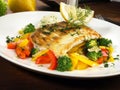 Sander Fillet with Vegetables - Pikeperch Royalty Free Stock Photo