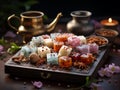 Sandesh on a rustic wooden table