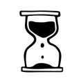 Sandglass in doodle style. Hand drawn vector sign of hourglass. Symbol of deadline or endurance