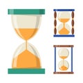 Sandglass icon time flat design history second old object and sand clock hourglass timer hour minute watch countdown Royalty Free Stock Photo