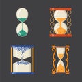 Sandglass icon time flat design history second old object and sand clock hourglass timer hour minute watch countdown Royalty Free Stock Photo