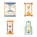 Sandglass icon time flat design history second old object and sand clock hourglass timer hour minute watch countdown Royalty Free Stock Photo