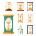 Sandglass icon time flat design history second old object and sand clock hourglass timer hour minute watch countdown Royalty Free Stock Photo