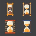 Sandglass icon time flat design history second old object and sand clock hourglass timer hour minute watch countdown Royalty Free Stock Photo