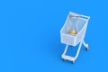 Sandglass in market cart. Copy space