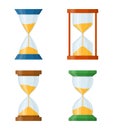 Sandglass set icons isolated on white background. Time hourglass in flat style. Sandclock set