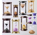 Sandglass vector glass clock with flowing sand and hourglass clocked in time illustration clocking alarm timer to Royalty Free Stock Photo