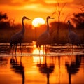 Sandhill Cranes at Sunset