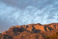 The Sandia Mountains illuminated by the light of the setting sun