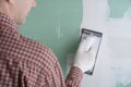 Sanding the drywall mud Royalty Free Stock Photo