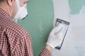 Sanding the drywall mud Royalty Free Stock Photo