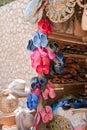 Sandles and Hats at a Tropical Market