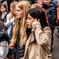 Teenage Girls Watching Street Parades On Norwegian Independence Day