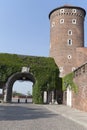 Sandomierska Tower and entrance to the Wawel Royal Castle in Cra Royalty Free Stock Photo