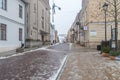 Opatowska street in winter time on old town of Sandomierz