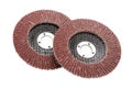 Sandpaper disk. flat sandpaper sanding grinding polishing wheels blades isolated on white with clipping path