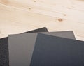 Sandpaper on wooden planks Royalty Free Stock Photo