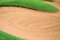 sandpit bunker golf course backgrounds, The sandpit on the golf course fairway is used as a hurdle for athletes to compete Royalty Free Stock Photo